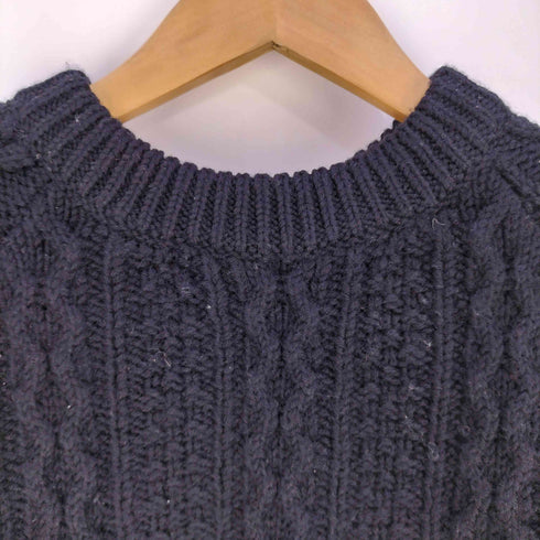 クラクトワークス Cluct Works 裾ロゴパッチ ケーブル編み ウール クルーネック ニット セーター メンズ JPN:M